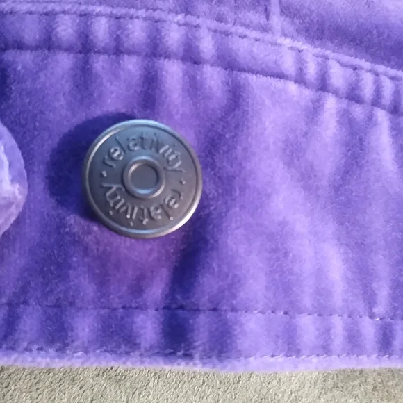 Purple "Velvet" Jacket Trucker Profile Size Large Brand Is (r)relativity EUC - Picture 8 of 13
